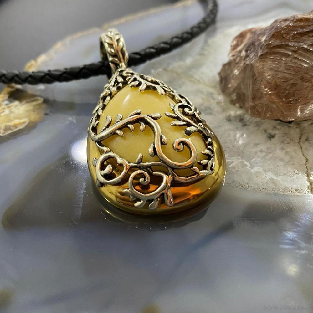 Carolyn Pollack Sterling Silver & Brass Yellow Jasper Enhancer Pendant For Women - Picture 4 of 10